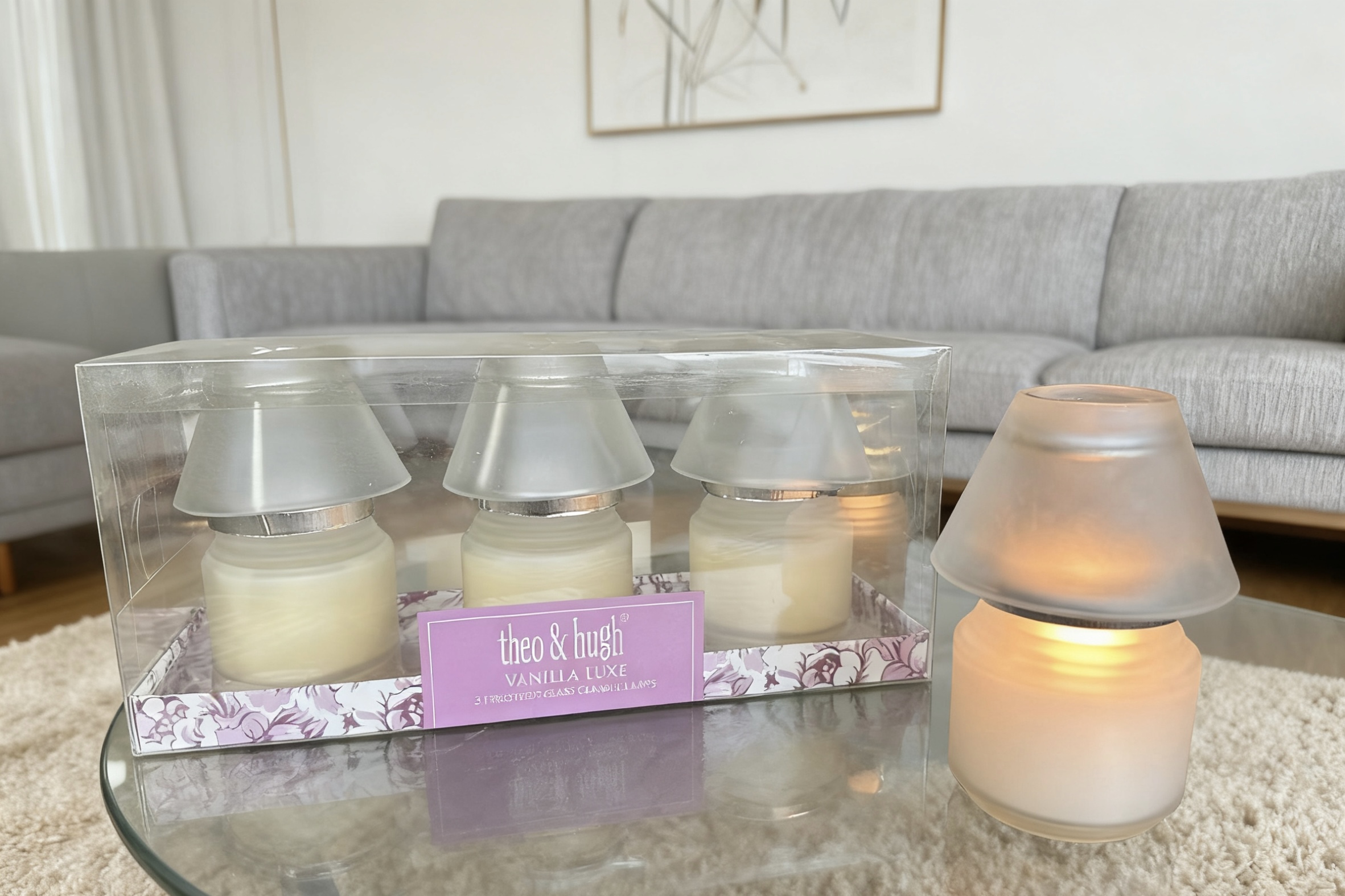 3pk Frosted Glass Lamp Candles (115g wax fill each X 3)